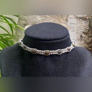 🌚🍂Tricolor Metal Beaded Gray Hemp Choker